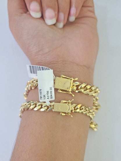 Real 10k Miami Cuban Bracelet Yellow Gold 6mm 9mm Men Women 7" 7.5" 8" 8.5" 9" - GoldenlinQ