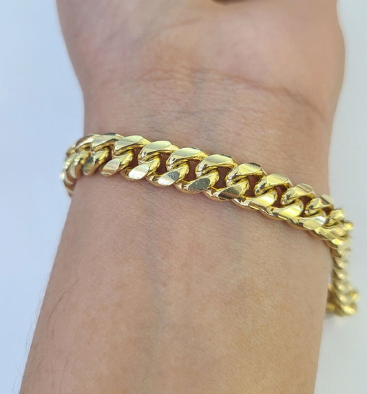 Real 10k Miami Cuban Link Bracelet Gold 8mm 8" Box Lock 10kt Yellow Gold - GoldenlinQ