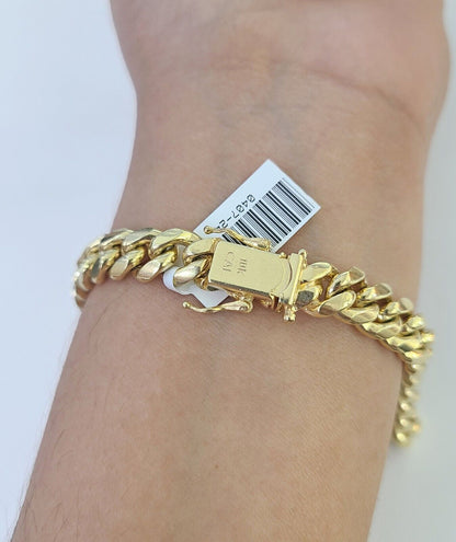 Real 10k Miami Cuban Link Bracelet Gold 8mm 8" Box Lock 10kt Yellow Gold - GoldenlinQ