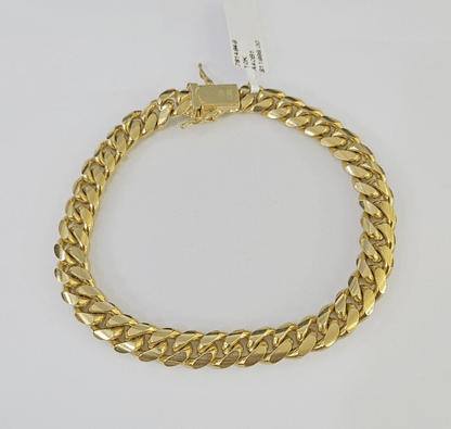 Real 10k Miami Cuban Link Bracelet Gold 8mm 8.5" Box Lock 10kt Yellow Gold - GoldenlinQ