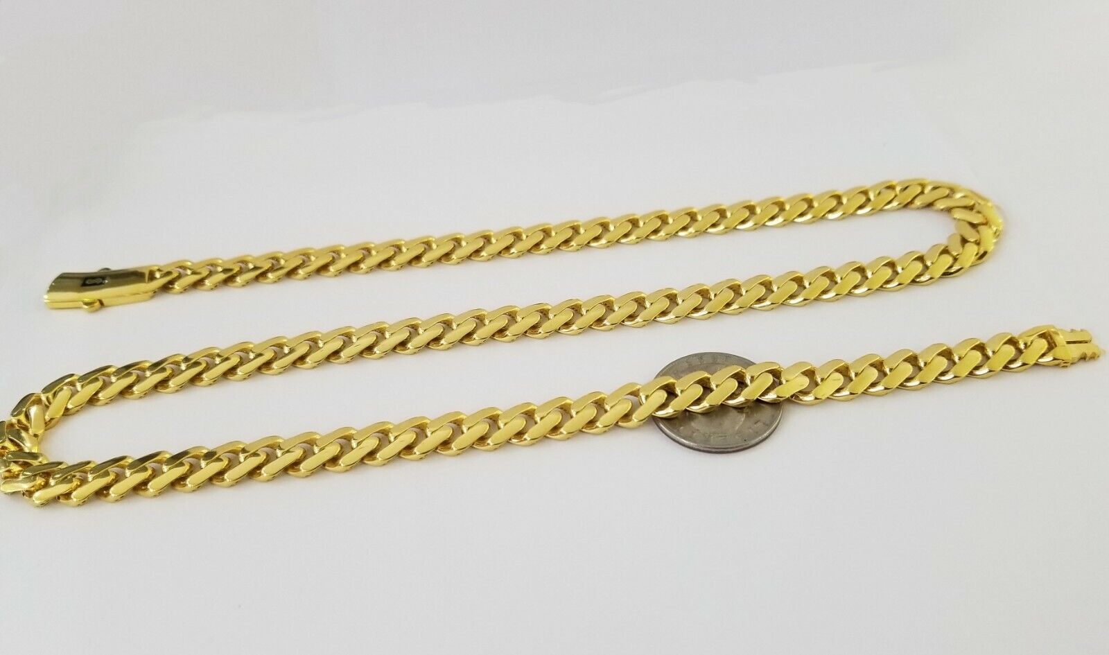 Real 10k Miami Cuban Link Monaco Chain 9mm 24" inch Box Clasp 10kt Gold necklace - Reva Jeweler