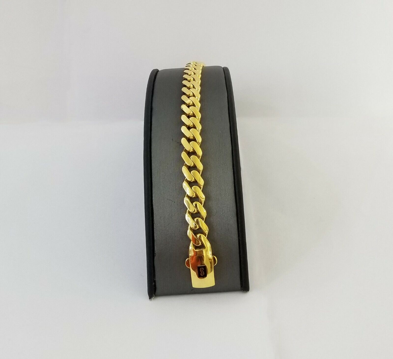 Real 10k Miami Cuban Link Monaco Chain 9mm Box Clasp 8" bracelet - Reva Jeweler