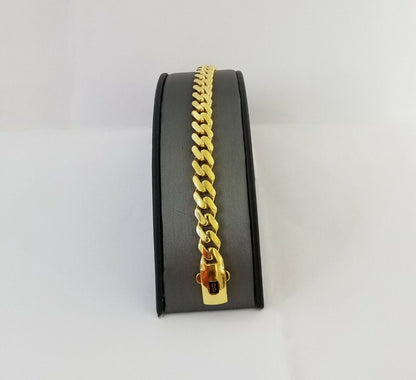 Real 10k Miami Cuban Link Monaco Chain 9mm Box Clasp 8" bracelet - Reva Jeweler