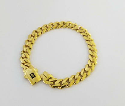 Real 10k Miami Cuban Link Monaco Chain 9mm Box Clasp 8" bracelet - Reva Jeweler