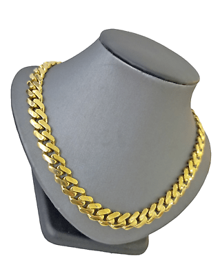 Real 10K Miami Cuban Link Monaco Chain Box Clasp 11mm Gold Necklace 10Kt 22" - Reva Jeweler