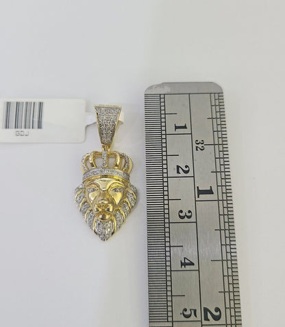 Real 10k Milano Rope Chain Diamond Lion Charm Necklace SET 3mm 18" 20" 22" 24" - GoldenlinQ