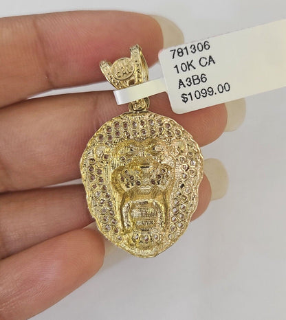 Real 10k Milano Rope Chain Roaring Lion Charm Necklace SET 3mm 18" 20" 22" 24" - GoldenlinQ