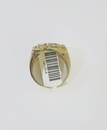 Real 10k Nugget Ring yellow Gold men casual Rectangle gold ring 10kt - Reva Jeweler
