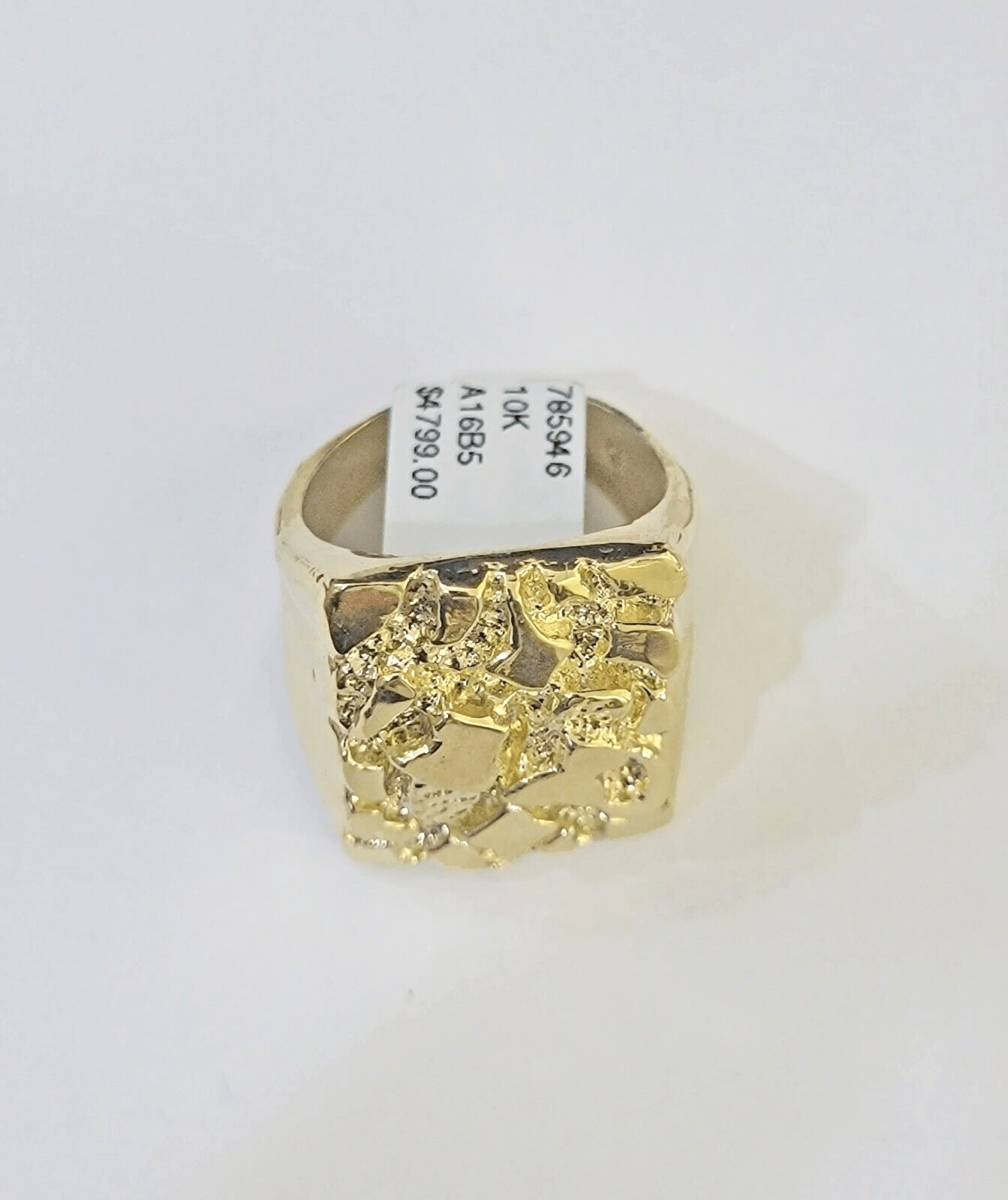 Real 10k Nugget Ring yellow Gold men casual Rectangle gold ring 10kt - Reva Jeweler