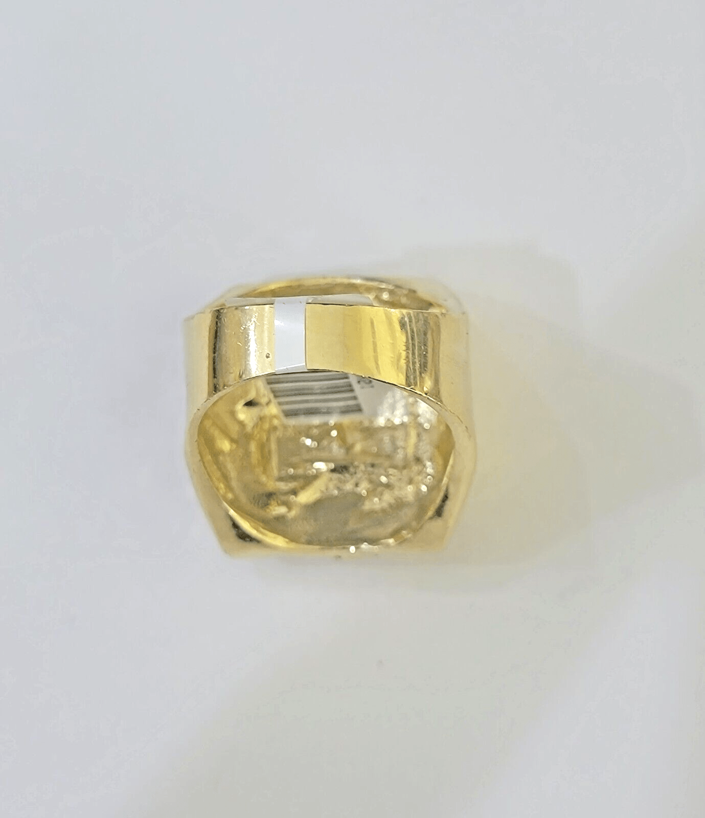 Real 10k Nugget Ring yellow Gold men casual Rectangle gold ring 10kt - Reva Jeweler