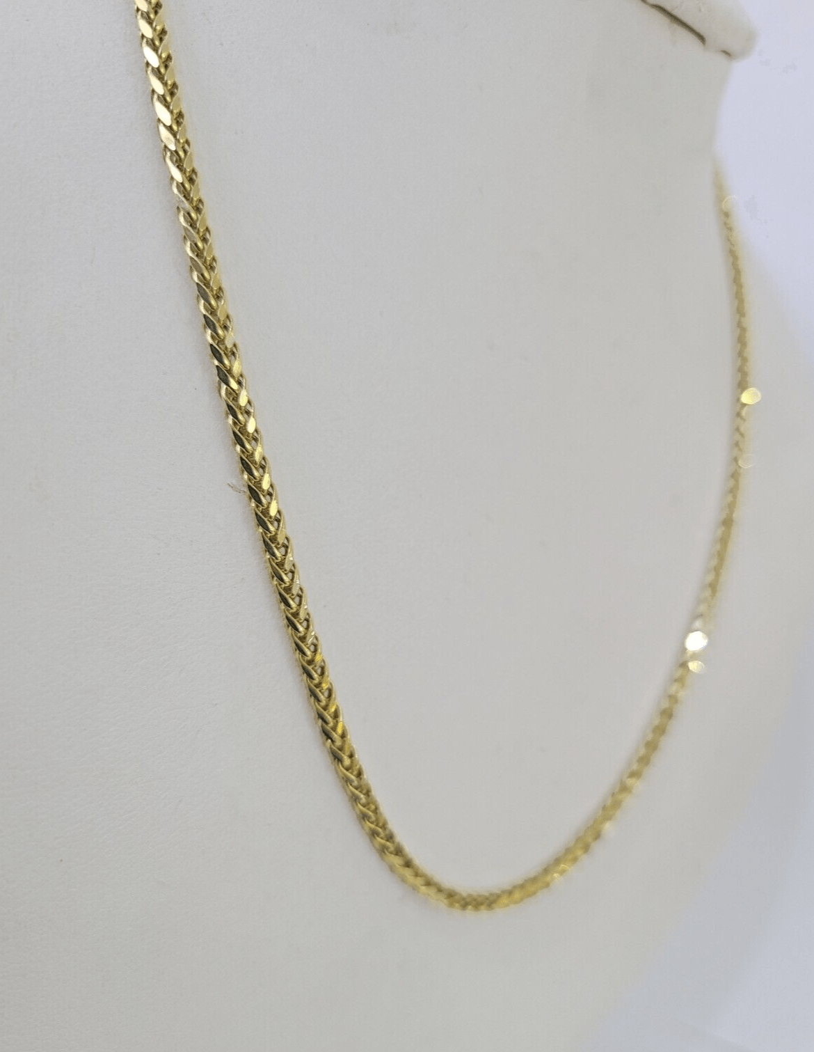 Real 10k Palm Chain 2.5mm Yellow Gold Wheat Necklace 24 inches - GoldenlinQ