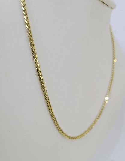 Real 10k Palm Chain 2.5mm Yellow Gold Wheat Necklace 24 inches - GoldenlinQ