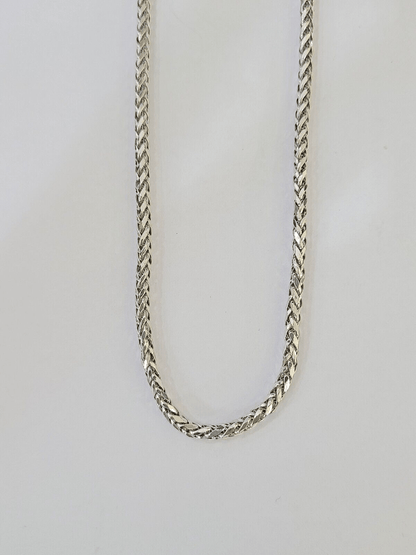 Real 10k Palm Chain White Gold 3mm 22" Necklace Men Women Real Genuine - Reva Jeweler