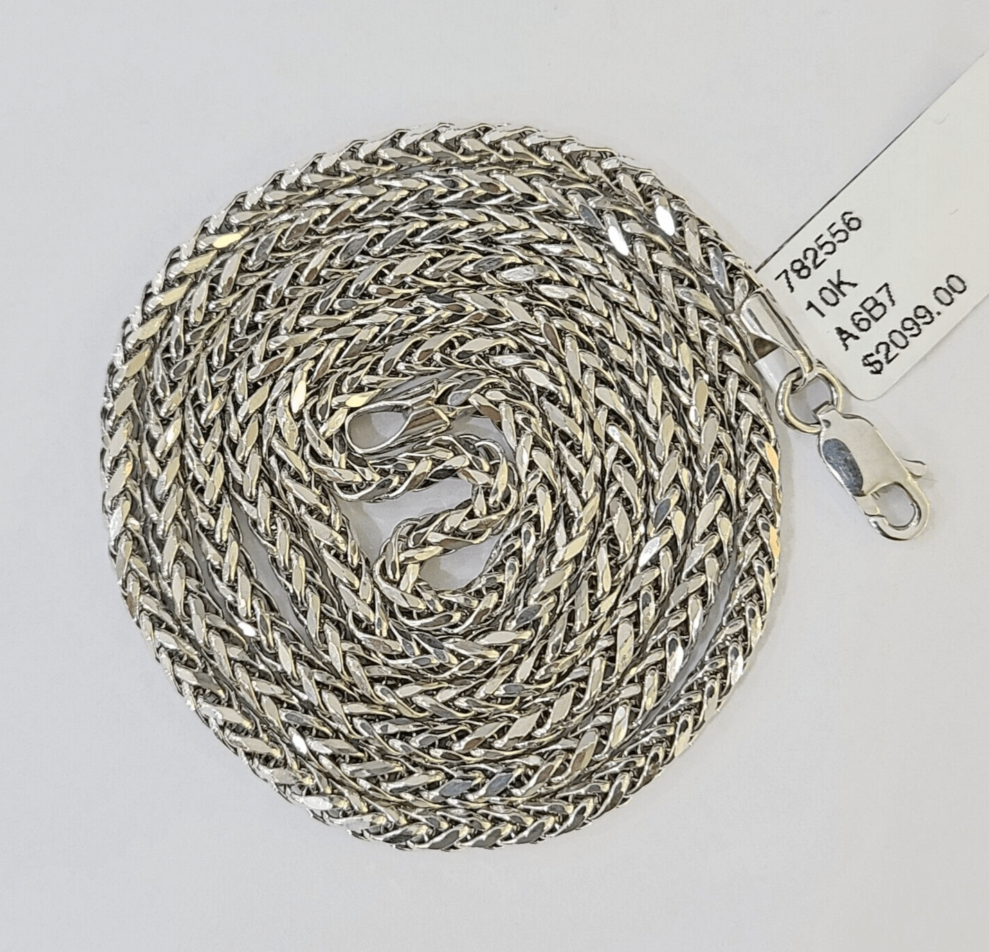 Real 10k Palm Chain White Gold 3mm 22" Necklace Men Women Real Genuine - Reva Jeweler