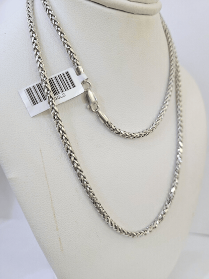 Real 10k Palm Chain White Gold 3mm 26" Necklace Men Women Real Genuine - Reva Jeweler