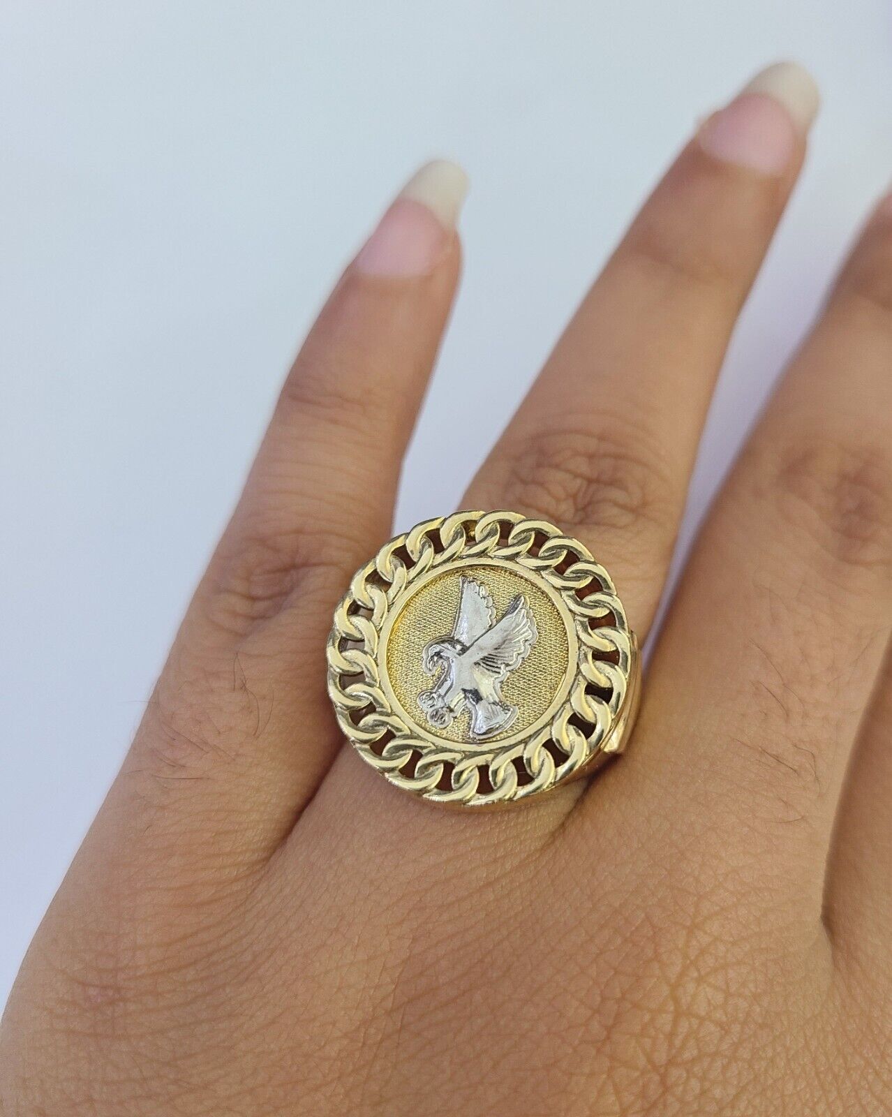 Real 10k Ring Eagle Fancy Design Yellow Gold Men Casual 10kt - Reva Jeweler
