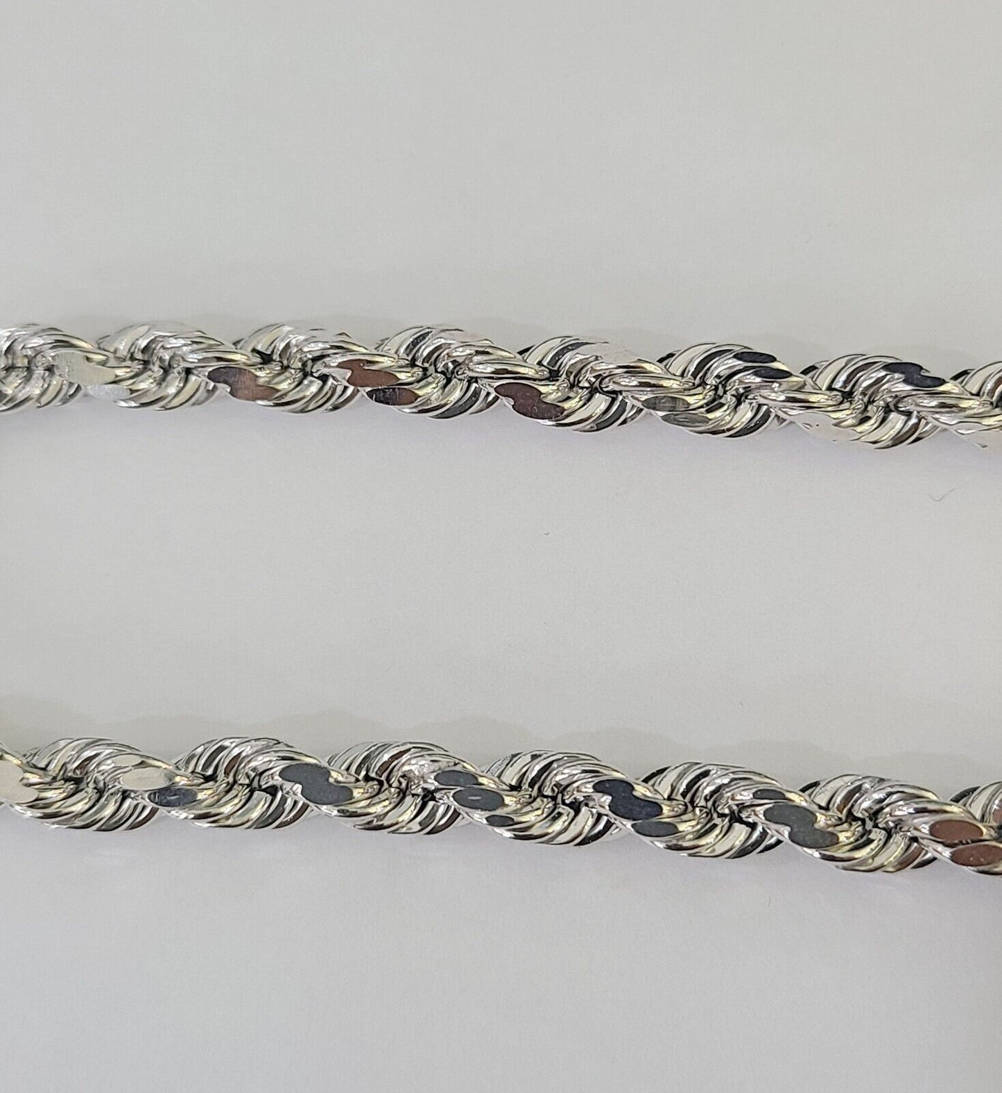 Real 10K Rope Bracelet White Gold 6mm 8Inch Lobster Lock Unisex Genuine - GoldenlinQ