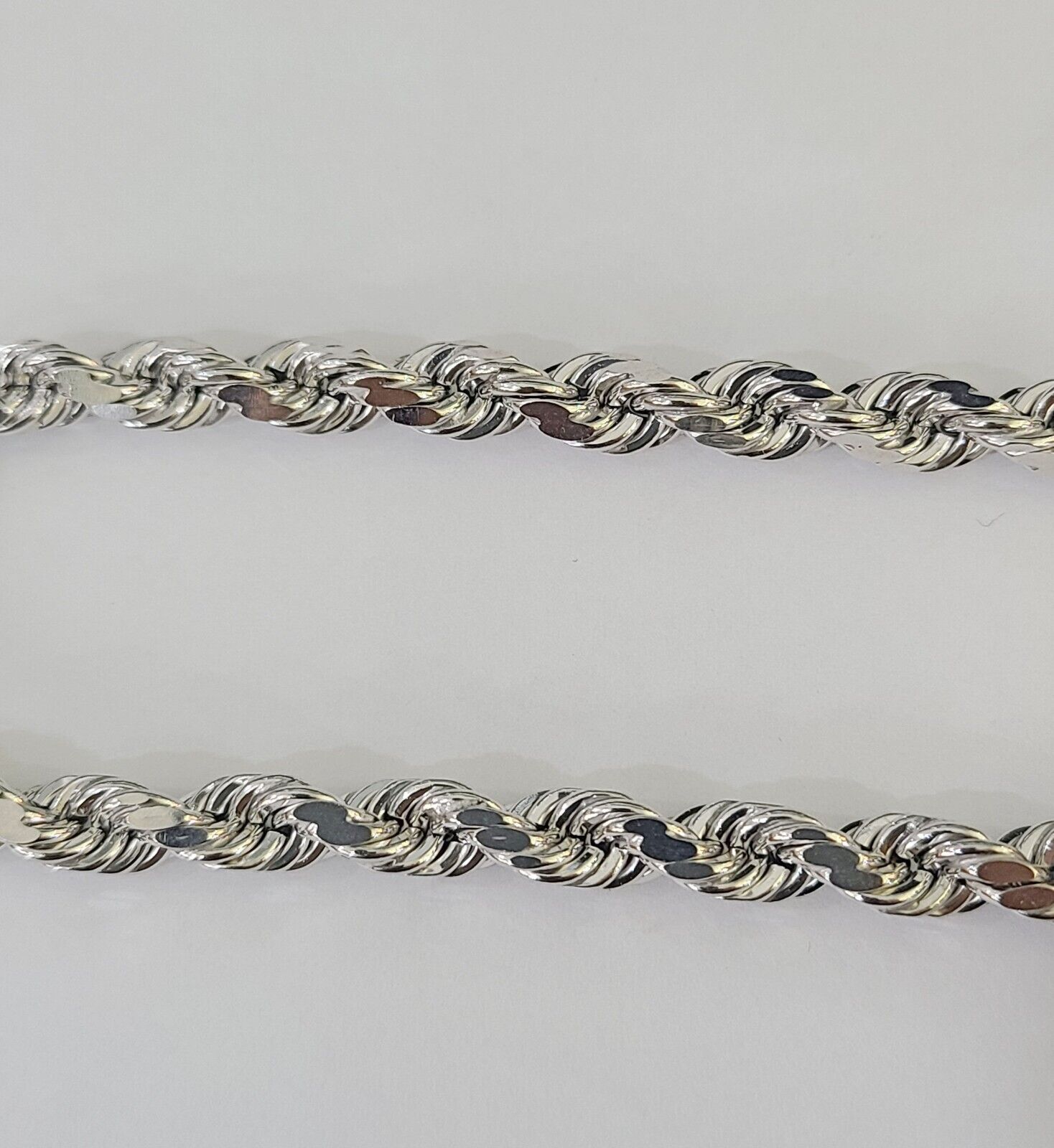 Real 10K Rope Bracelet White Gold 6mm 8Inch Lobster Lock Unisex Genuine - GoldenlinQ