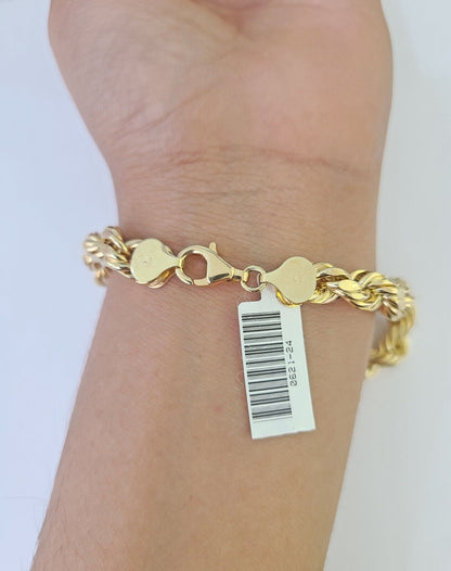 Real 10K Rope Bracelet Yellow Gold 8mm 9 Inch Lobster Lock Mens - GoldenlinQ