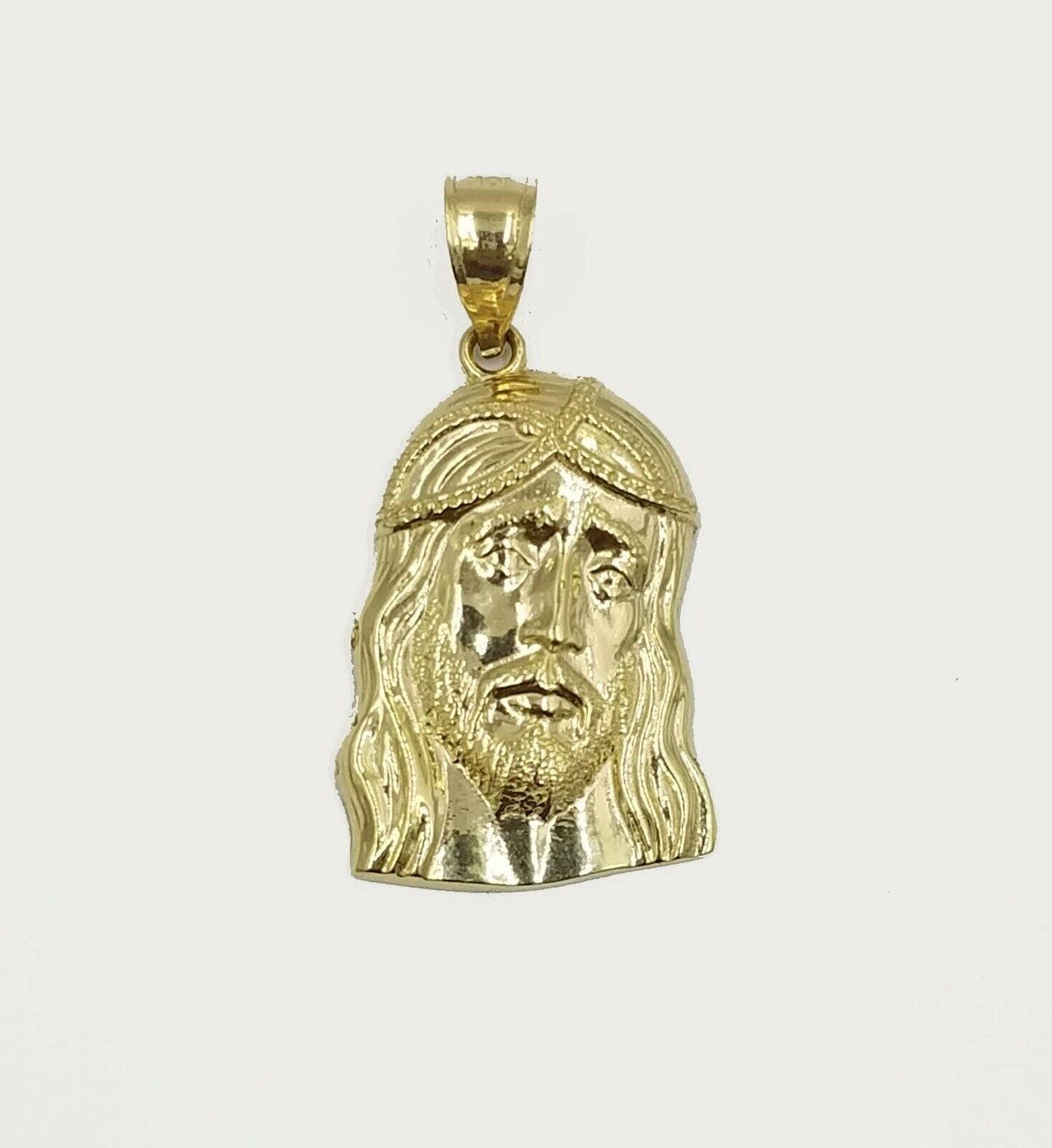 REAL 10k Rope Chain And Jesus head face Charm Pendant 3mm Necklace Set 16" - 28" - Reva Jeweler