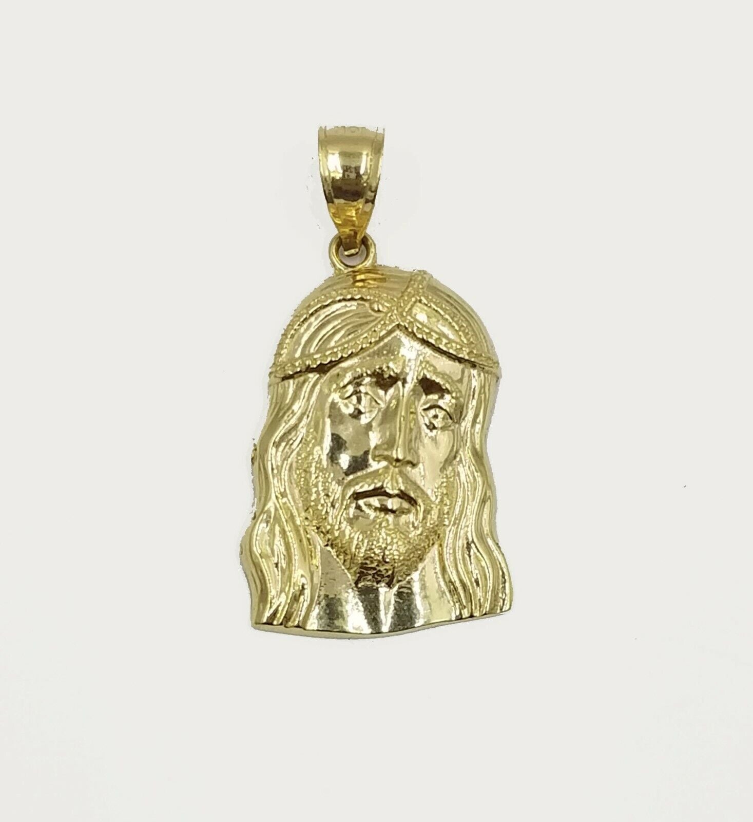 REAL 10k Rope Chain And Jesus head face Charm Pendant 3mm Necklace Set 16" - 28" - Reva Jeweler