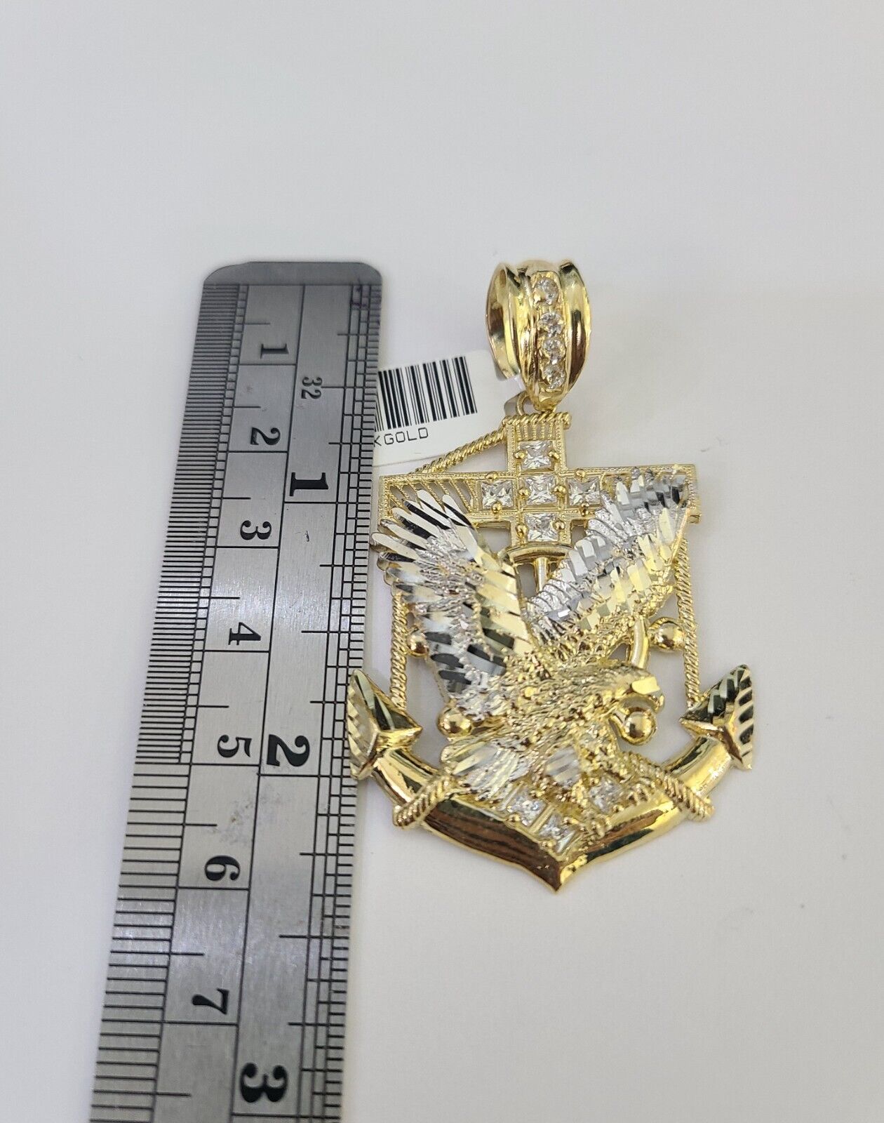 Real 10k Rope Chain Eagle Anchor Charm Set 7mm 20" - 28" Inch Necklace Yellow Gold - Reva Jeweler