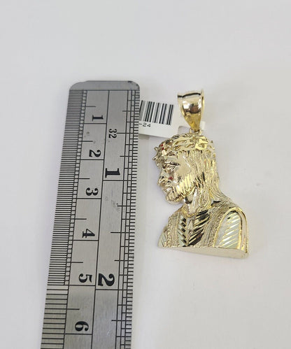 Real 10k Rope Chain Jesus Charm Necklace Pendant Set 5mm 20" - 30" Inch Gold - Reva Jeweler