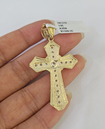 Real 10k Rope Chain Jesus Cross Charm Necklace Pendant Set 5mm 20" - 30" Inch Gold - Reva Jeweler