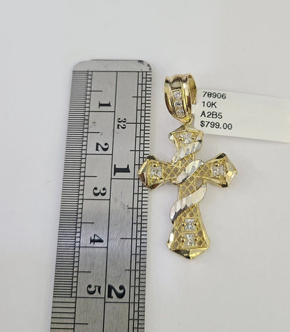 Real 10k Rope Chain Jesus Cross Charm Necklace Pendant Set 5mm 20" - 30" Inch Gold - Reva Jeweler