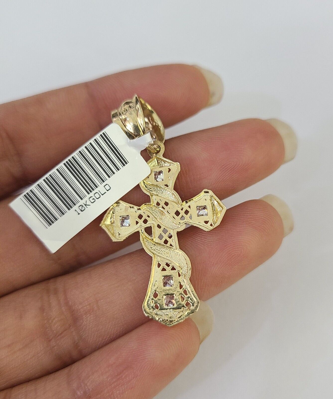 Real 10k Rope Chain Jesus Cross Charm Necklace Pendant Set 5mm 20" - 30" Inch Gold - Reva Jeweler