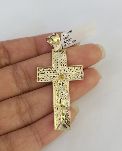 Real 10k Rope Chain Jesus Cross Charm Necklace Pendant Set 5mm 20" - 30" Inch Gold - Reva Jeweler