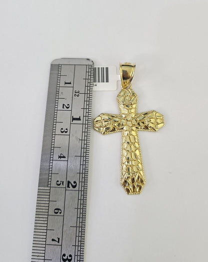 Real 10k Rope Chain Jesus Cross Charm Necklace Pendant Set 5mm 20" - 30" Inch Gold - Reva Jeweler