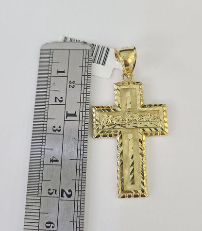 Real 10k Rope Chain Jesus Cross Charm Necklace Pendant Set 5mm 20" - 30" Inch Gold - Reva Jeweler