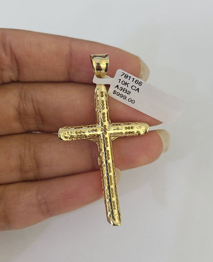 Real 10k Rope Chain Jesus Cross Charm Necklace Pendant Set 5mm 20" - 30" Inch Gold - Reva Jeweler