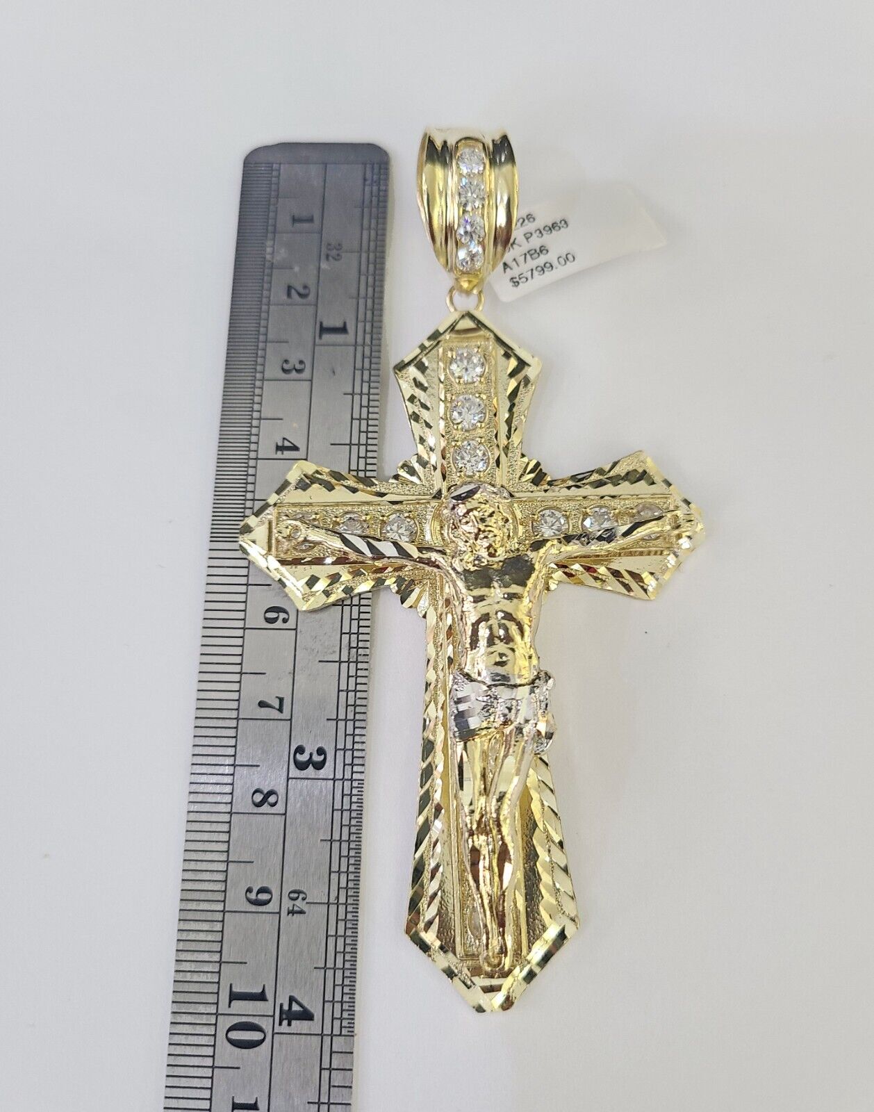 Real 10k Rope Chain Jesus Cross Charm Set 12mm 20" - 30" Inch Necklace Yellow Gold - Reva Jeweler