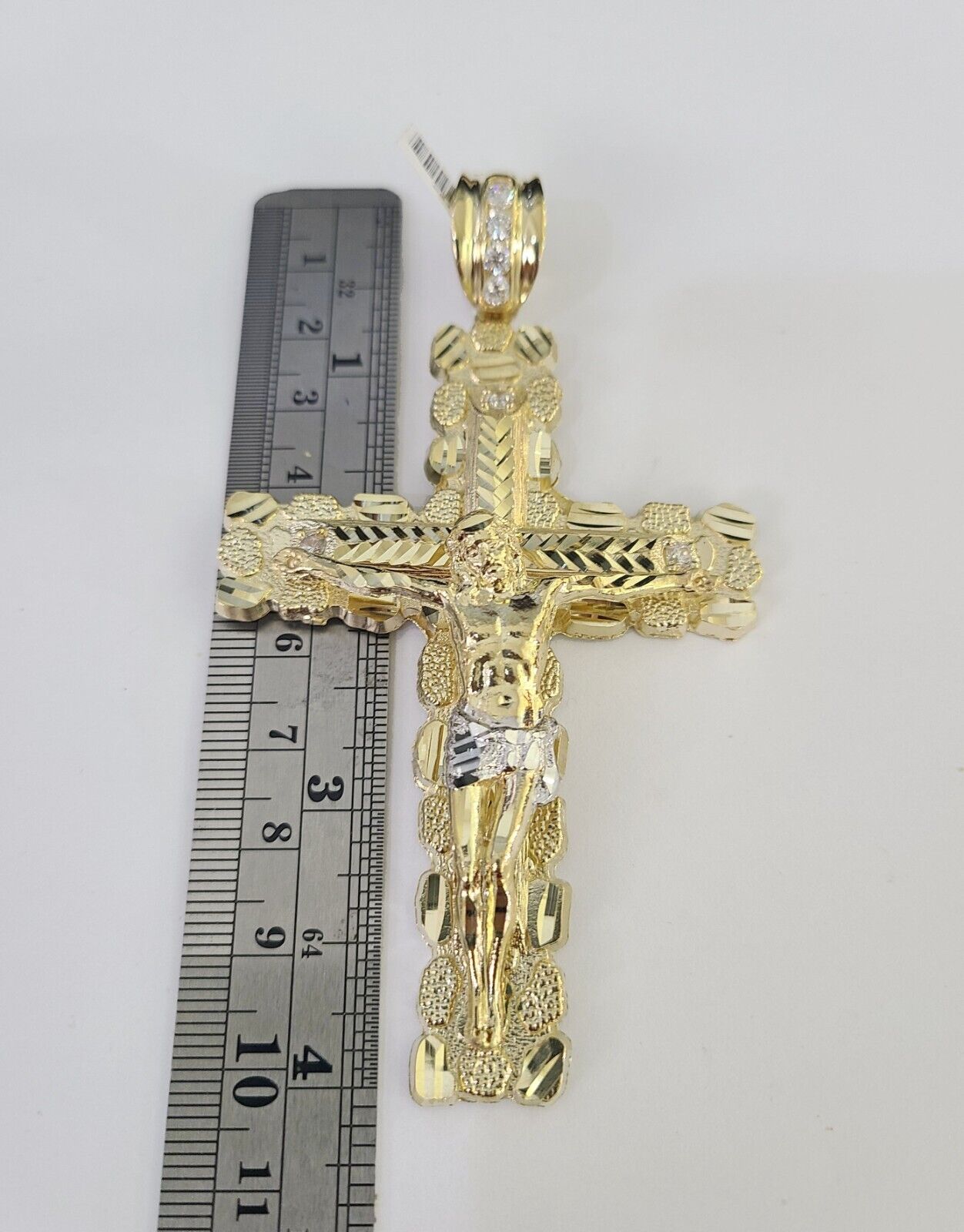 Real 10k Rope Chain Jesus Cross Charm Set 12mm 20" - 30" Inch Necklace Yellow Gold - Reva Jeweler