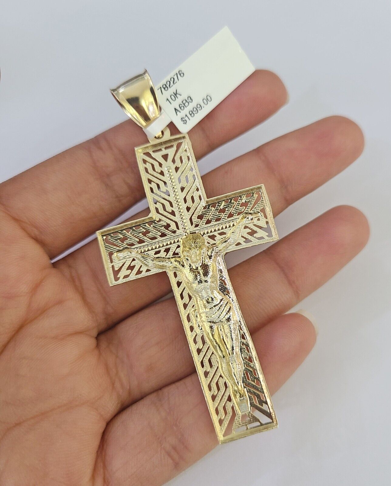 Real 10k Rope Chain Jesus Cross Charm Set 7mm 20" - 28" Inch Necklace Yellow Gold - Reva Jeweler