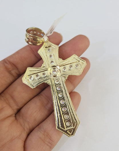 Real 10k Rope Chain Jesus Cross Charm Set 7mm 20" - 28" Inch Necklace Yellow Gold - Reva Jeweler
