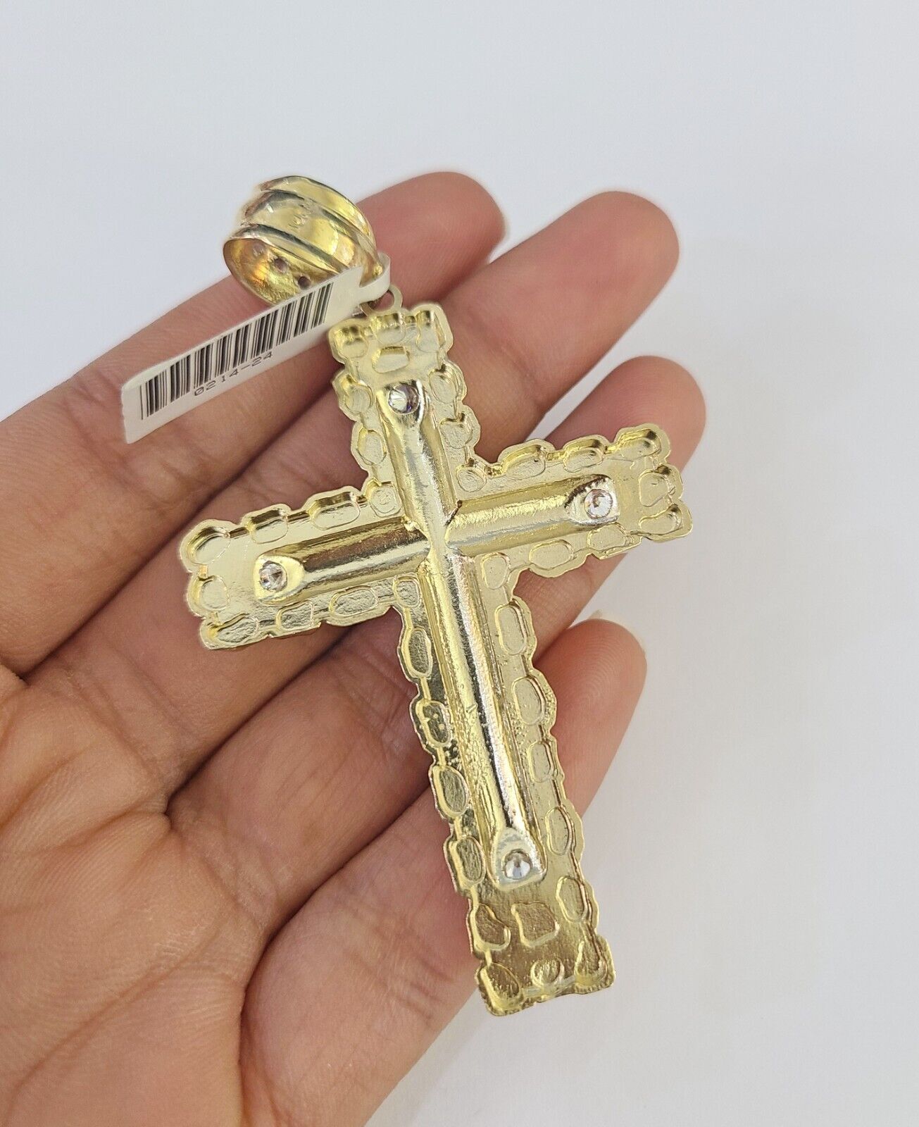 Real 10k Rope Chain Jesus Cross Charm Set 7mm 20" - 28" Inch Necklace Yellow Gold - Reva Jeweler