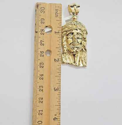 REAL 10k Rope Chain & Jesus Head Charm Pendant 6mm 18" - 28" Necklace & Jesus Face - Reva Jeweler