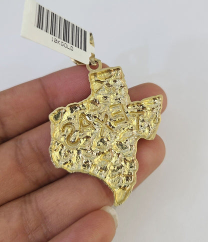 Real 10k Rope Chain Texas Map Charm Set 7mm 20" - 28" Inch Necklace Gold - Reva Jeweler