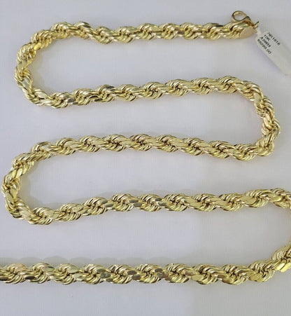 Real 10k Rope Chain Yellow Gold Necklace 8mm 18 - 28 Inch Mens 10kt - GoldenlinQ