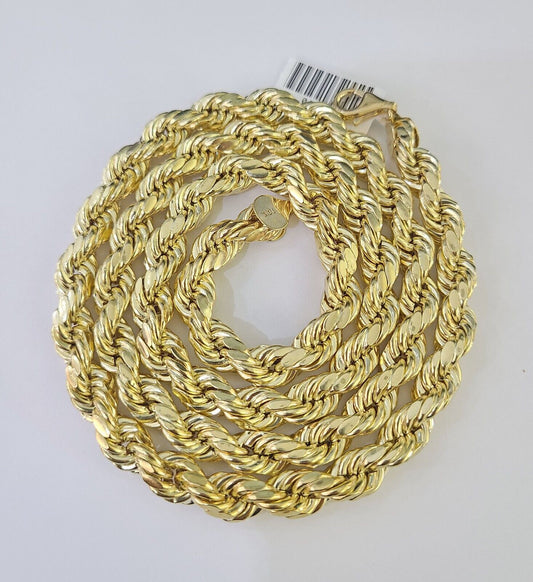 Real 10k Rope Chain Yellow Gold Necklace 8mm 18 - 28 Inch Mens 10kt - GoldenlinQ