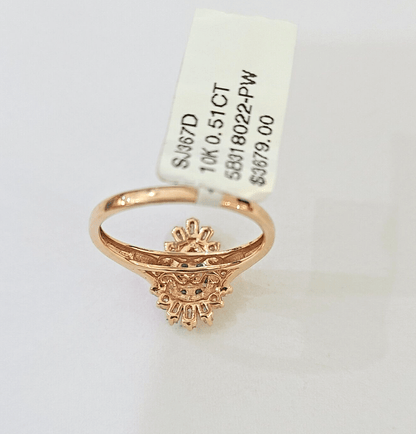 REAL 10k Rose Gold Diamond Ladies Ring Pear Shaped Women Engagement Wedding - Reva Jeweler