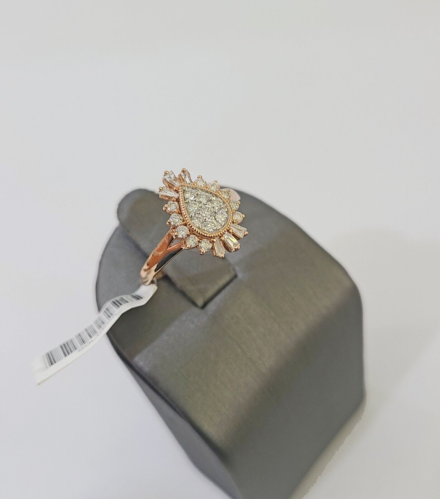 REAL 10k Rose Gold Diamond Ladies Ring Pear Shaped Women Engagement Wedding - Reva Jeweler
