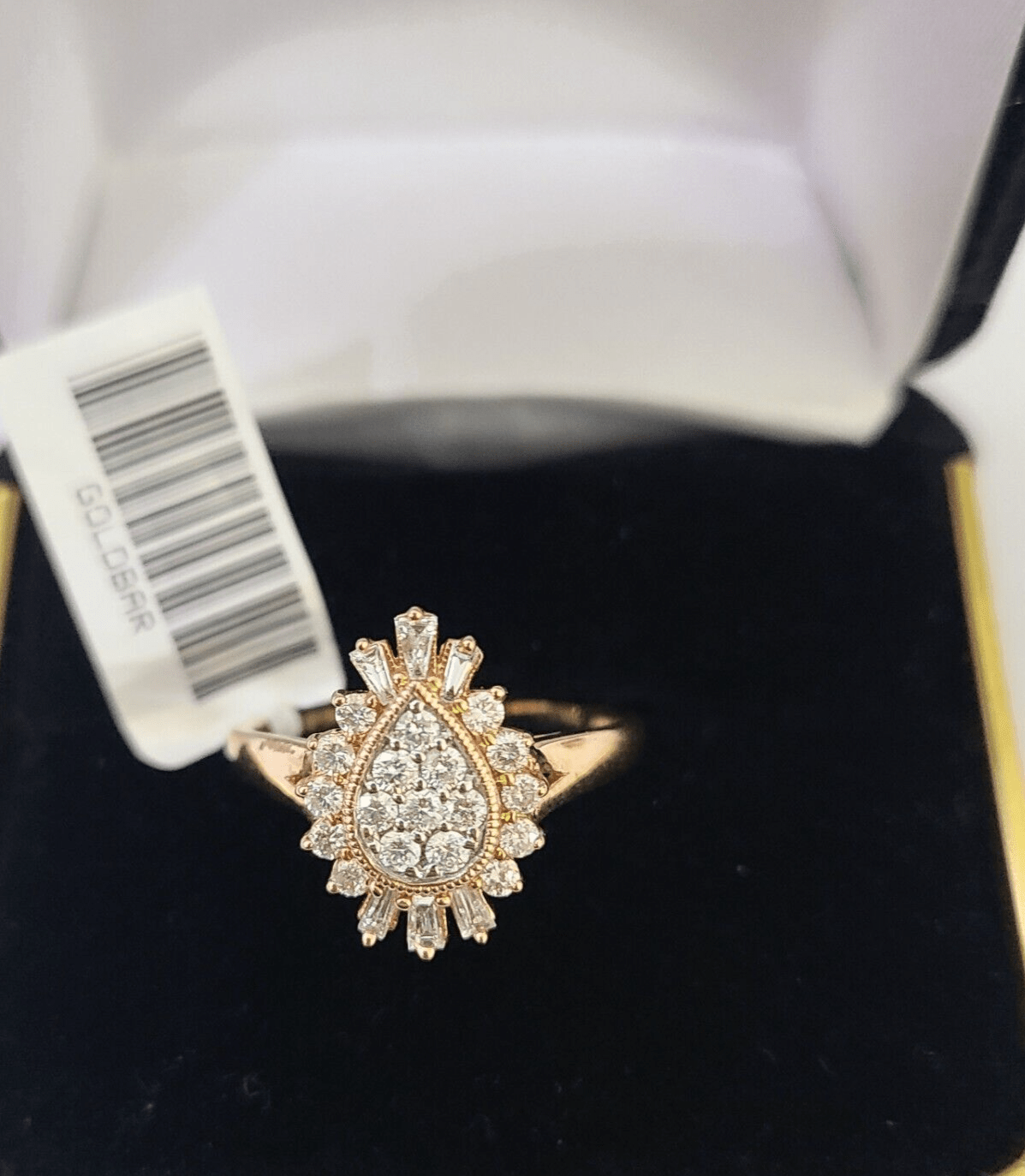 REAL 10k Rose Gold Diamond Ladies Ring Pear Shaped Women Engagement Wedding - Reva Jeweler