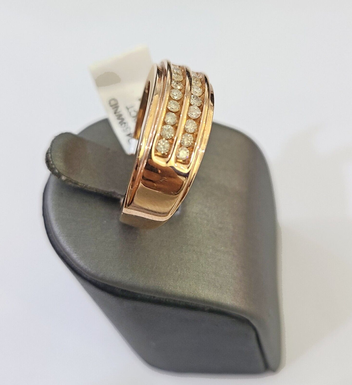 REAL 10k Rose Gold Diamond Mens Ring Engagement Wedding Genuine - Reva Jeweler
