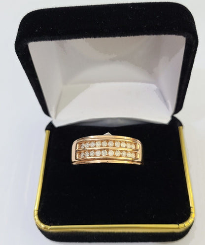 REAL 10k Rose Gold Diamond Mens Ring Engagement Wedding Genuine - Reva Jeweler