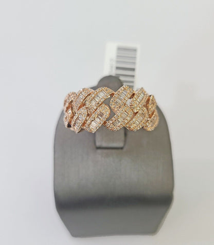 Real 10k Rose Gold Diamond Mens Ring Engagement Wedding Genuine - Reva Jeweler