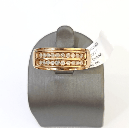 REAL 10k Rose Gold Diamond Mens Ring Engagement Wedding Genuine - Reva Jeweler